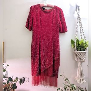 Red sequin dress
